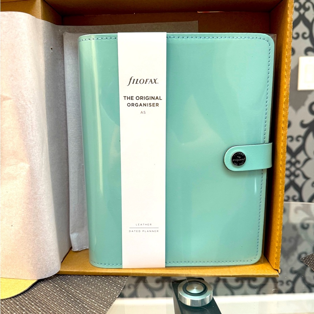 Filofax A5 Leather Organizer - Duck Egg